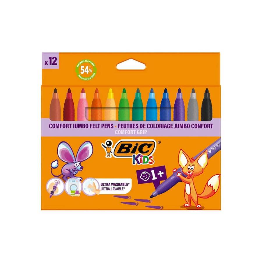 Bic Keçeli Boya Kalemi 12 Renk Comfort Jumbo 517250