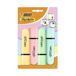 Bic - Bic Marking Flat Highlighter 4'lü Blister Pastel Renkler 517953