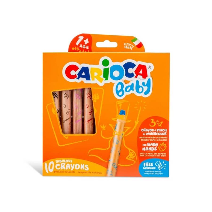 Carioca Baby Jumbo Ahşap Gövdeli 3in1 Boya Kalemi 10’lu