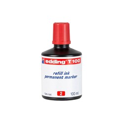 Edding - Edding T100 Permanent Markör Yedek Mürekkep 100 ml Kırmızı