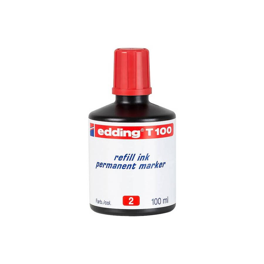 Edding T100 Permanent Markör Yedek Mürekkep 100 ml Kırmızı