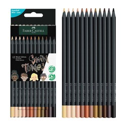 Faber-Castell - Faber-Castell Kuru Boya Black Edition 12'li Skin Tones 5171116414