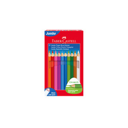 Faber-Castell - Faber-Castell Kuru Boya Kalemi Jumbo Üçgen Beyaz 12 Renk Tam Boy (1)