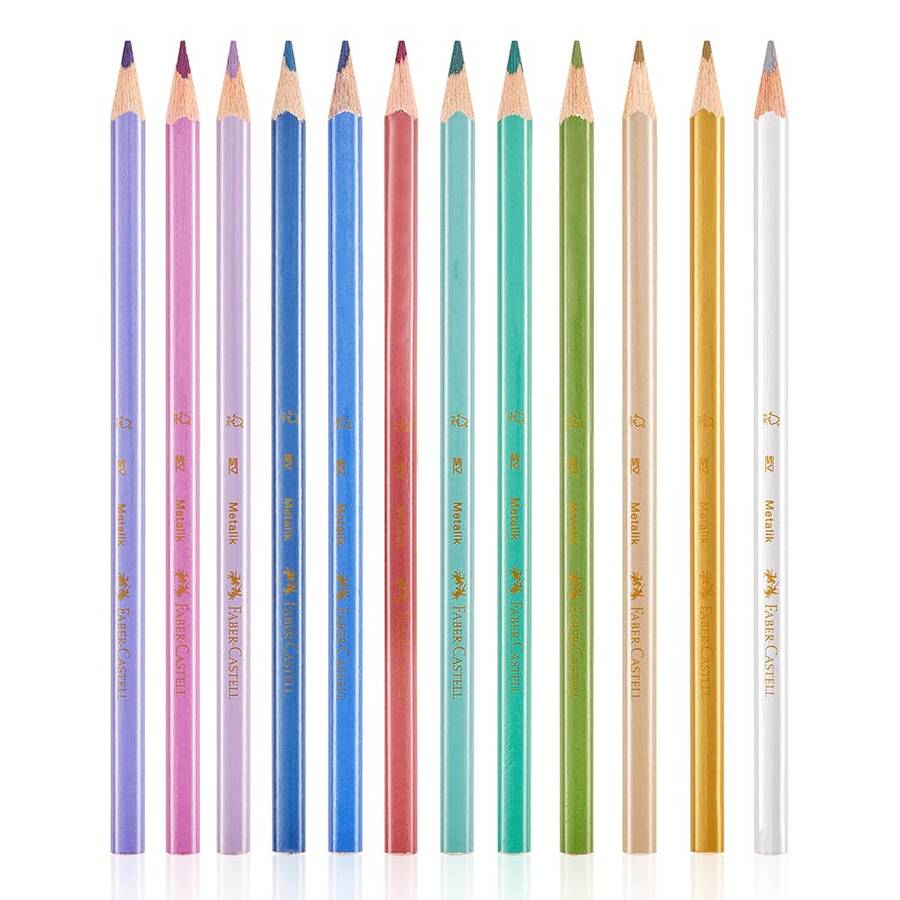 Faber-Castell Kuru Boya Kalemi Metalik Üçgen 12'li 5171000006