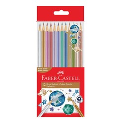 Faber-Castell - Faber-Castell Kuru Boya Kalemi Metalik Üçgen 12'li 5171000006