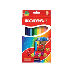 Kores - Kores Kuru Boya Üçgen Jumbo + Kalemtıraş 12 Renk