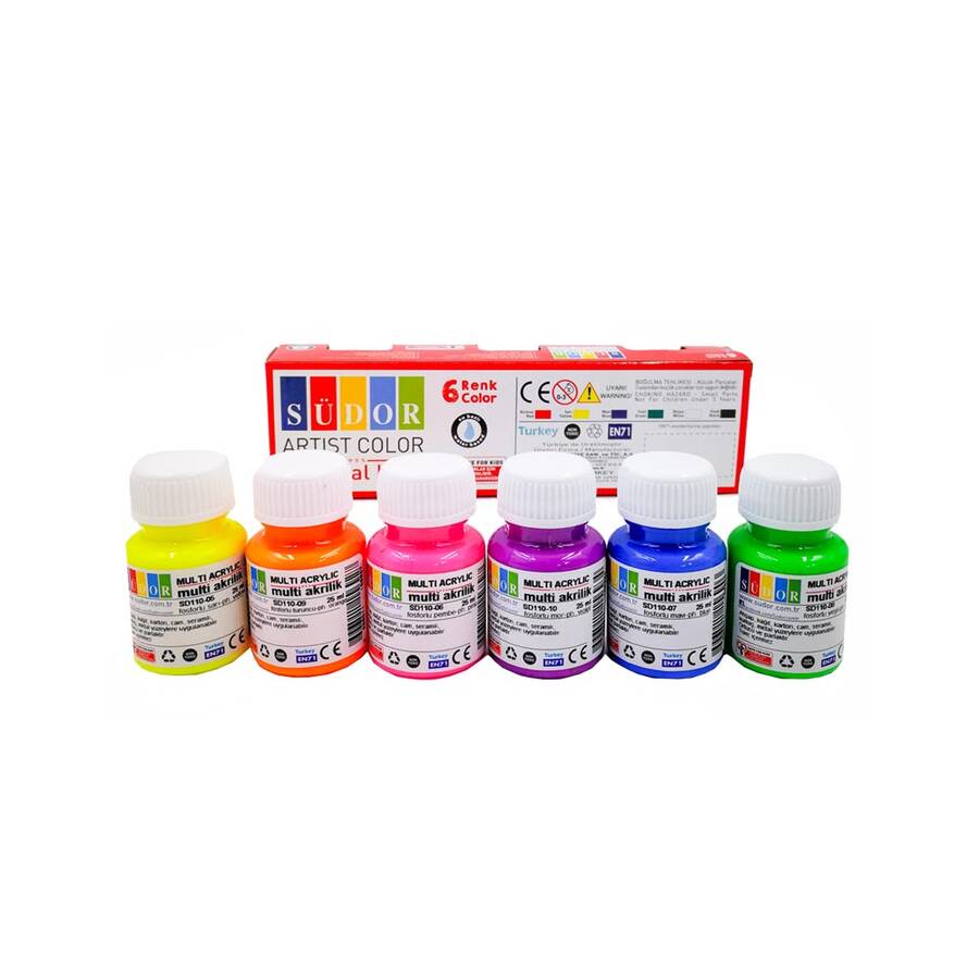 Südor Akrilik Multi Fosforlu Set 6x25 ml