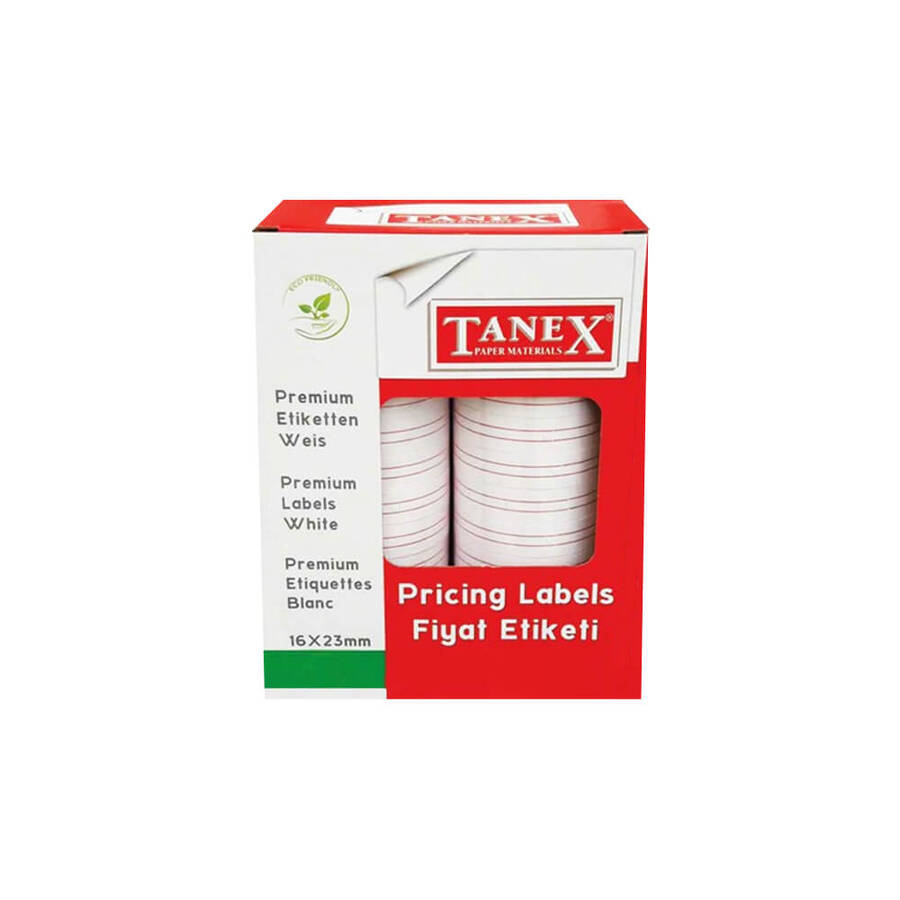 Tanex Motex Çizgili Etiket 16x23 mm 1000'li Beyaz